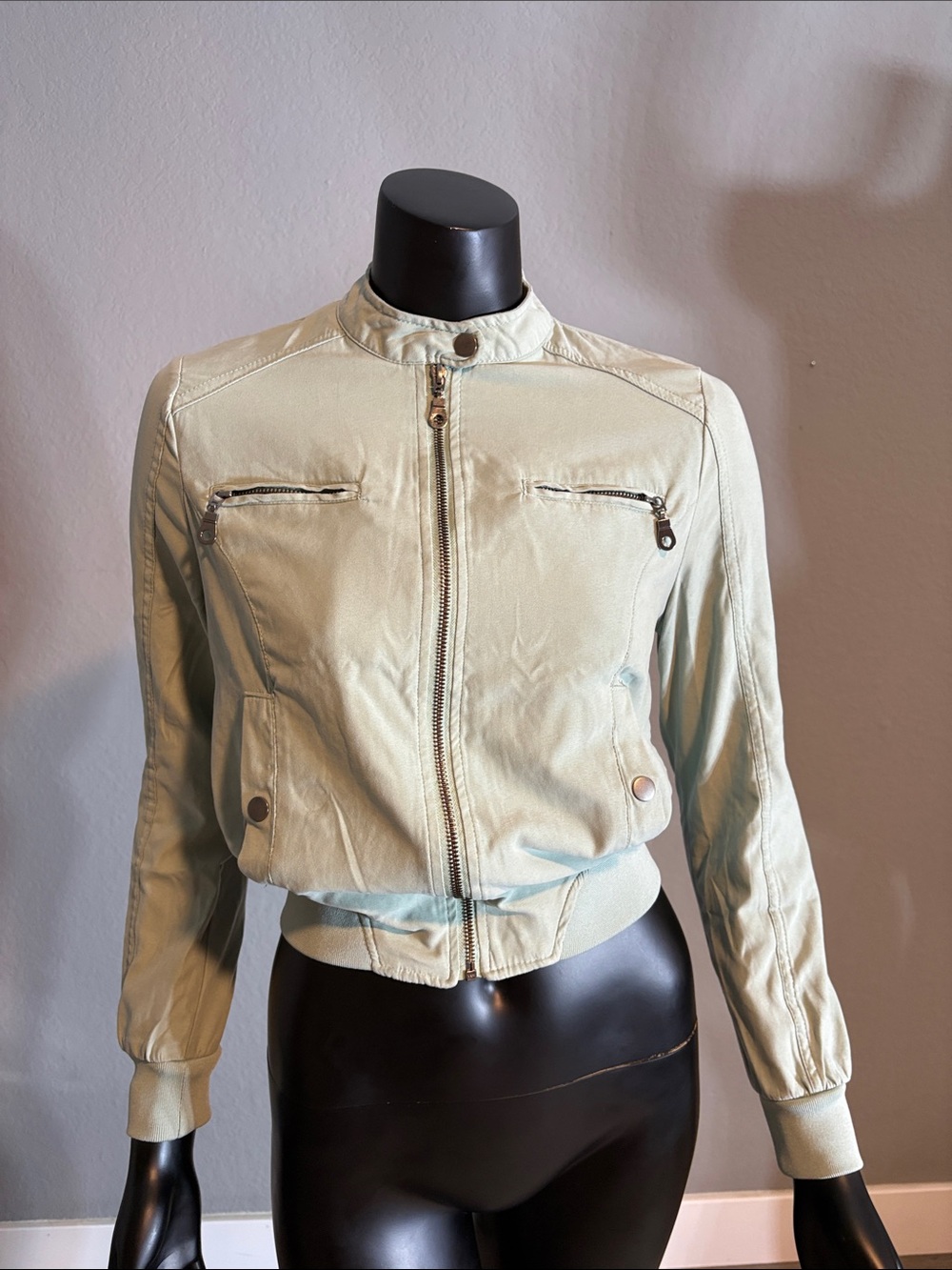 iris Light Sage Green Bomber Jacket